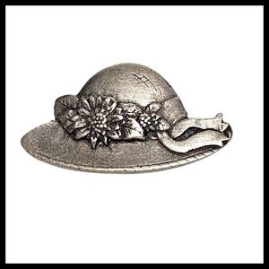 Birds &‎ Blooms Hat Pin Brooch Limited Edition Pewter Flower Lapel 2005